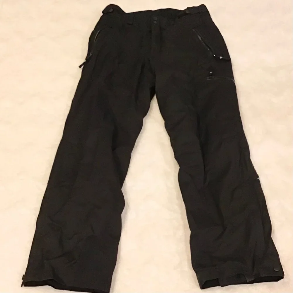 FERA 32R Men’s Ski Snow Pants Black Thermolite Pockets Zip Fly 2-Snap Logo